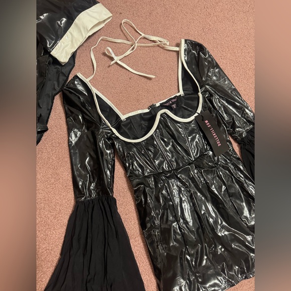 New Small black dolls kill Vinal nun dress costume goth gothic fetish pu  outfit